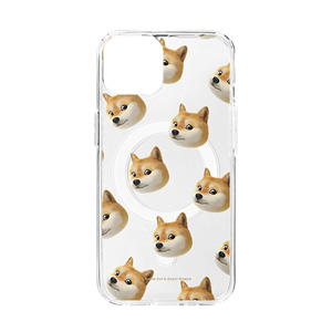 Doge the Shiba Inu (GOLD ver.) Face Patterns Clear Gelhard Case (for MagSafe)