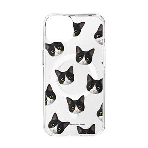 Tuxedo Face Patterns Clear Gelhard Case (for MagSafe)