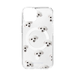 Siri the White Poodle Face Patterns Clear Gelhard Case (for MagSafe)