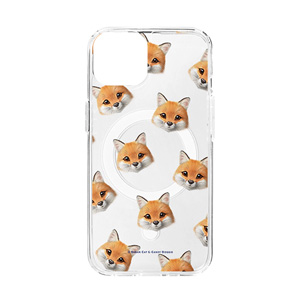 Maple the Red Fox Face Patterns Clear Gelhard Case (for MagSafe)
