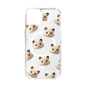 Pudding the Hamster Face Patterns Clear Gelhard Case (for MagSafe)