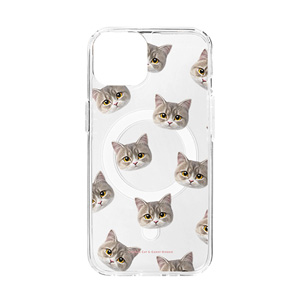 Winter the Munchkin Face Patterns Clear Gelhard Case (for MagSafe)