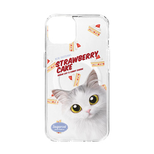 Rangi the Norwegian forest’s Strawberry Cake New Patterns Clear Gelhard Case (for MagSafe)