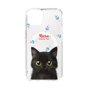 Ruru the Kitten’s Mouse Toy Clear Gelhard Case (for MagSafe)