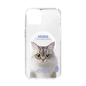 Miho the Norwegian Forest Retro Clear Gelhard Case (for MagSafe)