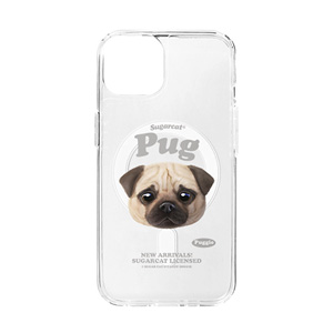 Puggie the Pug Dog TypeFace Clear Gelhard Case (for MagSafe)