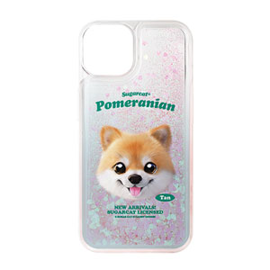 Tan the Pomeranian TypeFace Aqua Glitter Case