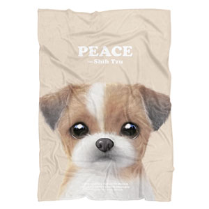Peace the Shih Tzu Retro Fleece Blanket