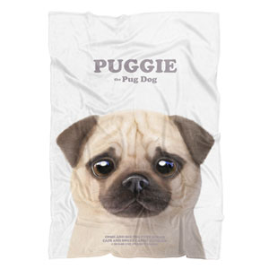 Puggie the Pug Dog Retro Fleece Blanket