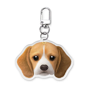 Bagel the Beagle Face Acrylic Keyring (2mm Thick)