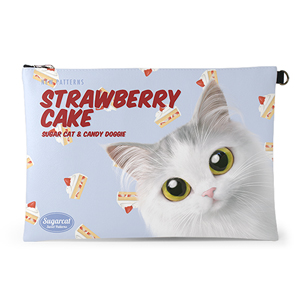 Rangi the Norwegian forest’s Strawberry Cake New Patterns Leather Clutch (Flat)