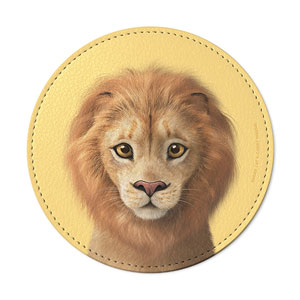 Lager the Lion Leather Coaster