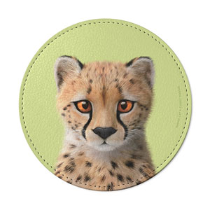Samantha the Cheetah Leather Coaster