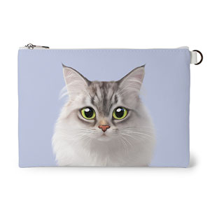 Miho the Norwegian Forest Leather Flat Pouch