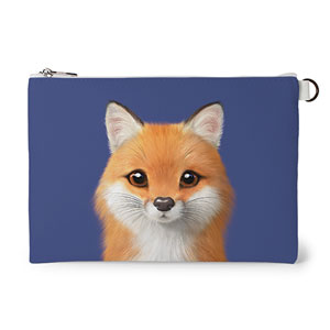 Maple the Red Fox Leather Flat Pouch