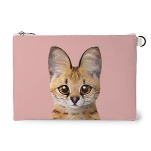 Scarlet the Serval Leather Flat Pouch