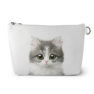 Dan the Kitten Leather Triangle Pouch