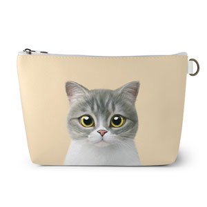 Moon the British Cat Leather Triangle Pouch