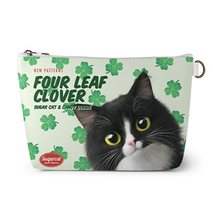 Lucky&#039;s Four Leaf Clover New Patterns Leather Triangle Pouch