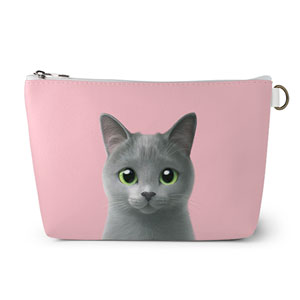 Sarang the Russian Blue Leather Triangle Pouch