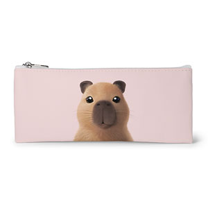 Capybara the Capy Leather Flat Pencilcase