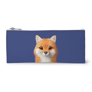 Maple the Red Fox Leather Flat Pencilcase