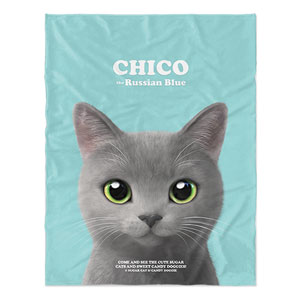 Chico the Russian Blue Retro Soft Blanket