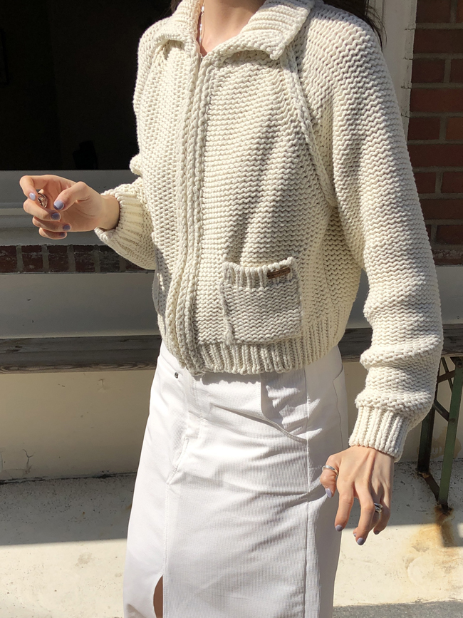 two-way zipped knitted cardigan [3/26 by 11pm 주문건 익일 출고]