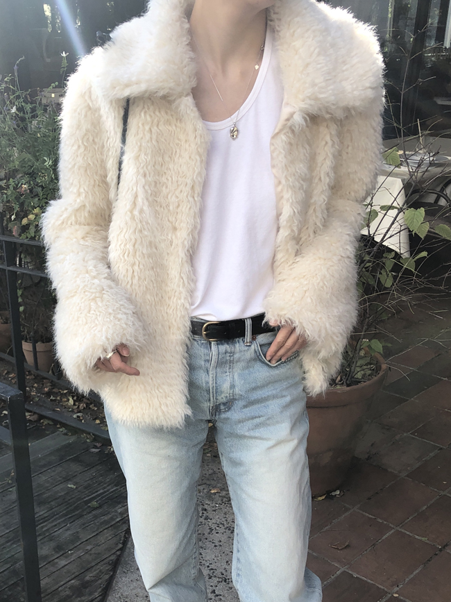 wool blended fur jacket