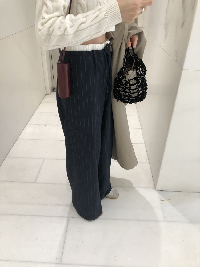 pin striped wide-leg trousers with under layer [re-order, 7일 소요 예정]