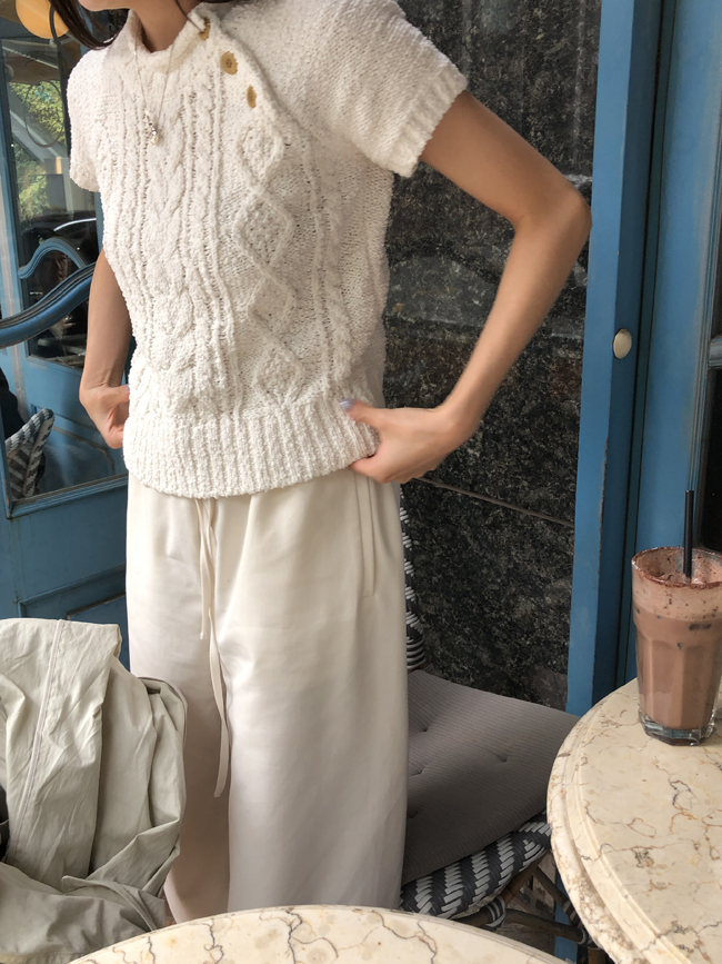 [highly recommended] twisted knitted top with side button (익일 출고)