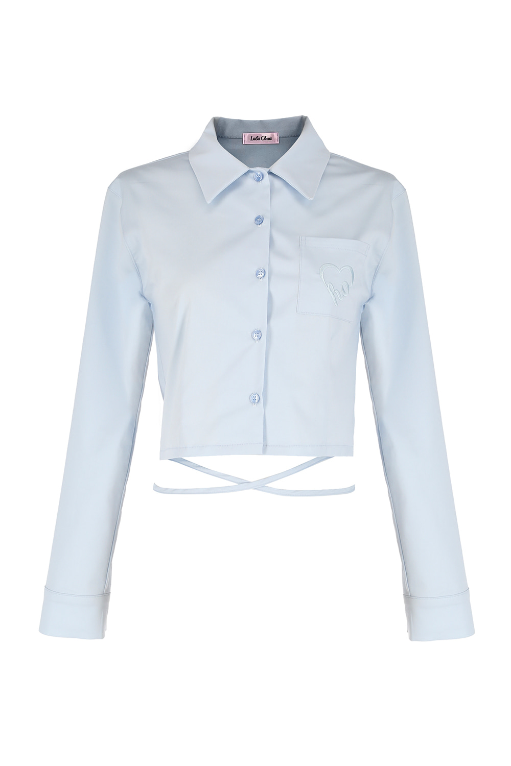 Ribbon Crop Shirt - SKY BLUE