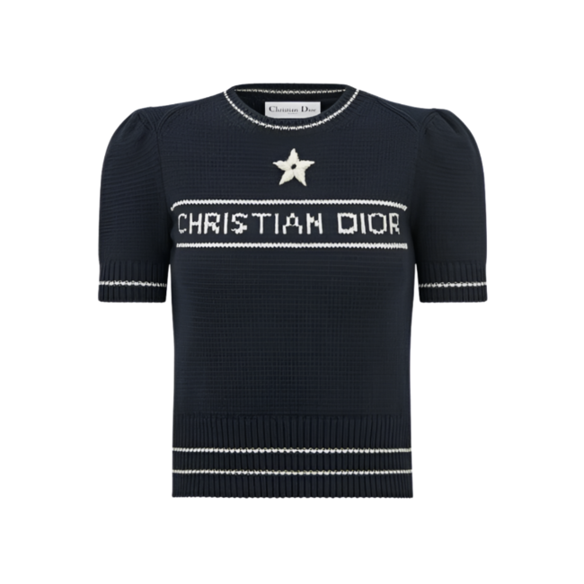 [正品버전] 디올 CHRISTIAN DIOR 에크루 캐시미어 울 니트 반소매 스웨터 [2컬러] TU876138