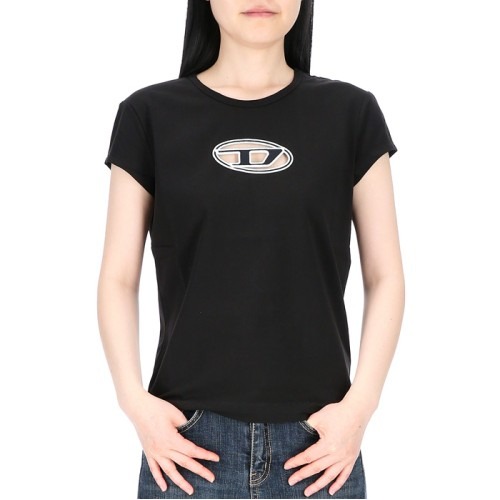 [디젤] T-ANGIE 티안지 A06268 0AFAA 9XX 로고 컷 아웃 반팔 티셔츠