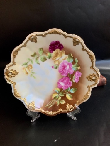 Tressemanes &amp; Vogt 리모지 핸드페인트 패스트리 플레이트 Tressemanes &amp; Vogt Hand Painted Pastry Plate circa 1900