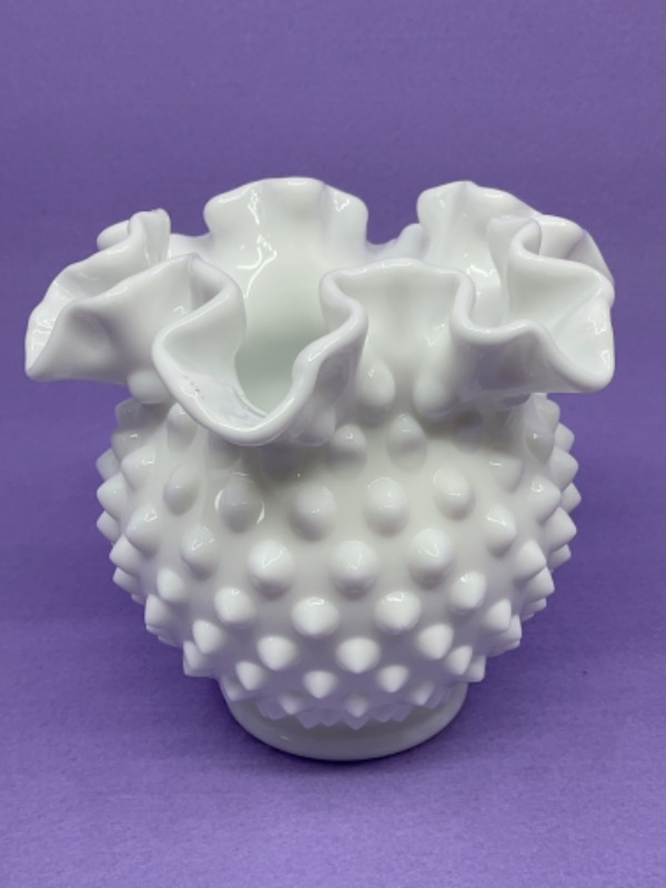 펜톤 합네일 밀크 글래스 로즈 보울 Fenton Hobnail Milk Glass Rose Bowl