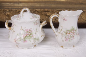 하빌랜드 리모지 크리머&amp;슈거 &quot;데미지&quot; Haviland Limoges Creamer &amp; Sugar Set circa 1903 - 1925 - AS IS