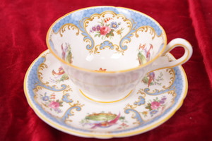 코펠랜드 스포드 &quot;Rutland&quot; 터코이즈 컵&amp;소서 Copeland Spode &quot;Rutland&quot; Turqoise Cup &amp; Saucer circa 1940