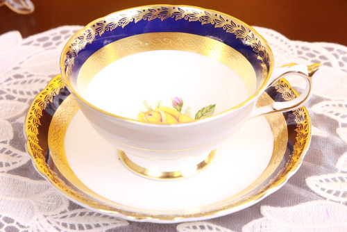 파라곤 골드 길딛 옐로우 로즈 컵&amp;소서 Paragon Gold Gilded Yellow Rose Cup &amp; Saucer circa 1933-1936