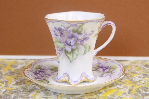 하빌랜드 리모지 핸드페인트 초콜렛 컵&amp;소서 Haviland Limoges Hand Painted Chocolate Cup &amp; Saucer circa 1888-1896