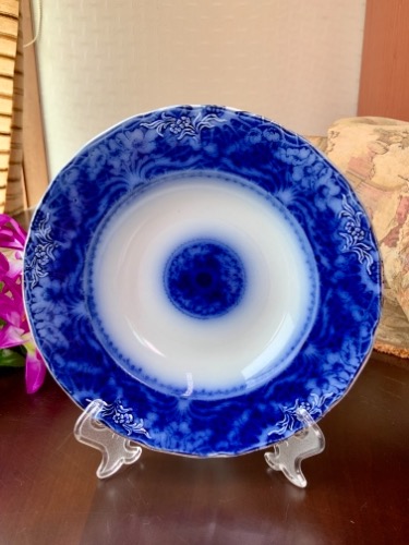 Wilkins 플로우 블루 납작한 림 볼 Wilkins Flow Blue Flat Rim Bowl circa 1900