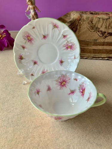 쉘리 올랜더 쉐입 컵&amp;소서 Shelley Oleander Shape Cup &amp; Saucer circa 1920