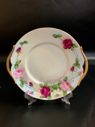 W. Guerin 리모지 핸드페인트 케이크/패스트리 플레이트 W. Guerin LIMOGES Hand Painted Cake / Pastry Plate circa 1900