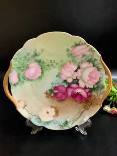 빅토리언 핸드페인트 케이크/패스트리 플레이트 Victorian Hand Painted Cake / Pastry Plate circa 1900