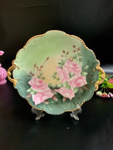 빅토리언 핸드페인트 케이크/패스트리 플레이트 Victorian Hand Painted Cake / Pastry Plate dated 1907