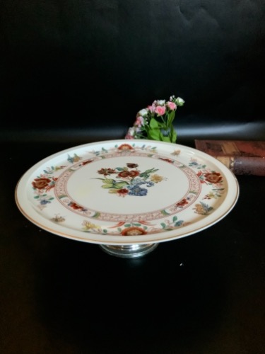 하빌랜드 리모지 폴리크롬 받침대 플레이트 Haviland Limoges Polychrome Pedestal Plate circa 1900