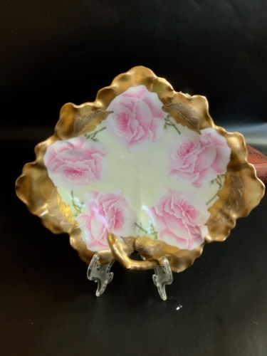 엘리트 리모지 핸드페인트 리프 (잎) 디쉬 Elite Limoges Hand Painted Leaf Dish circa 1900