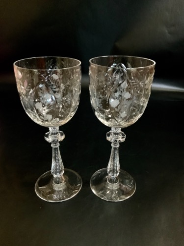 엘러겐 컷 크리스탈 스템웨어 Elegant Cut Crystal Stemware circa 1930