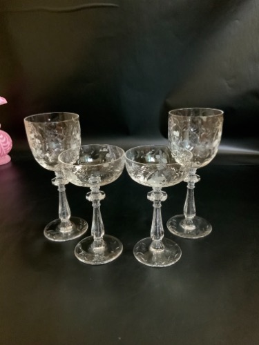 엘러겐 컷 크리스탈 스템웨어 Elegant Cut Crystal Stemware circa 1930