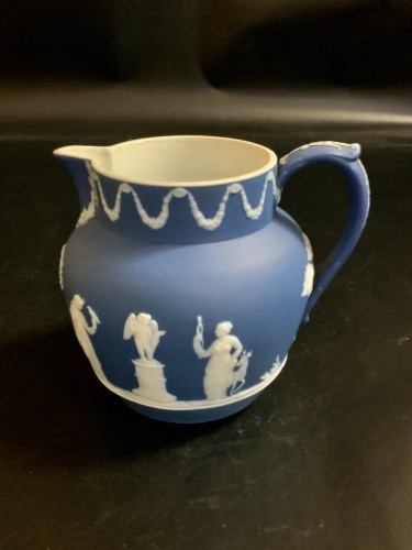 웨지우드 제스퍼웨어 다크 블루 깊은 스몰 피쳐 Wedgwood Jasperware Dark Blue Dip Small Pitcher circa  1890